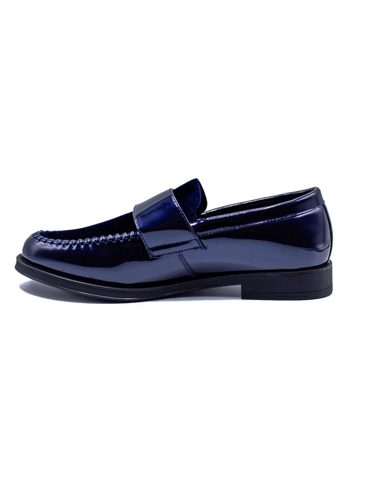 NAVY PATENT SHINY DOUBLE MONK SHOES