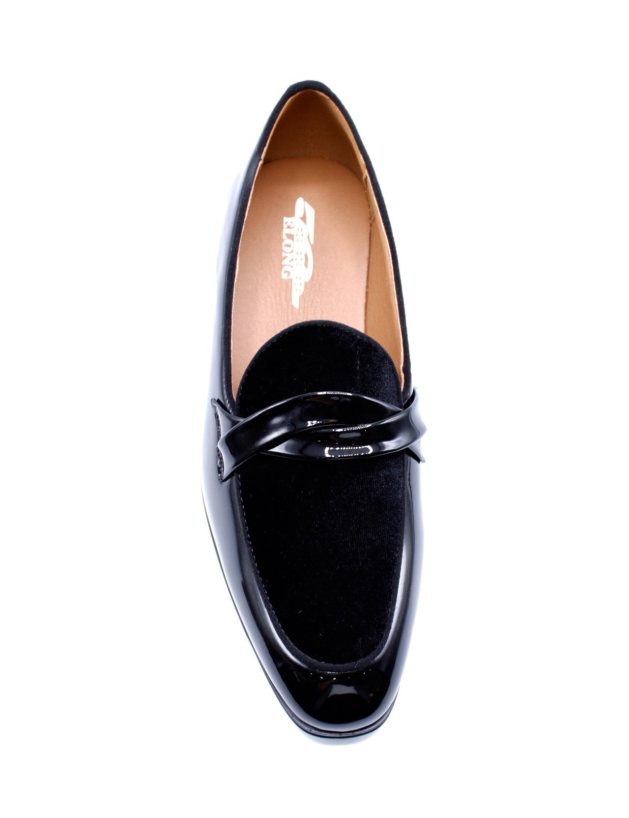 FAUX SHINY LEATHER & VELVET UPPER LOAFERS