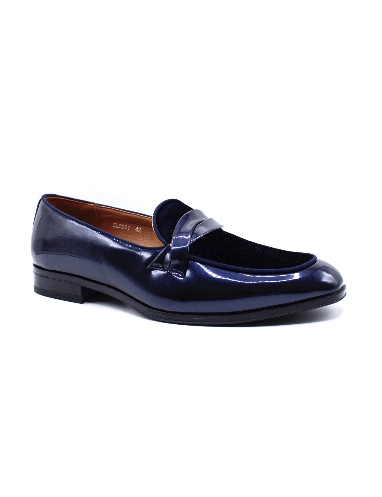 FAUX SHINY LEATHER & VELVET UPPER LOAFERS