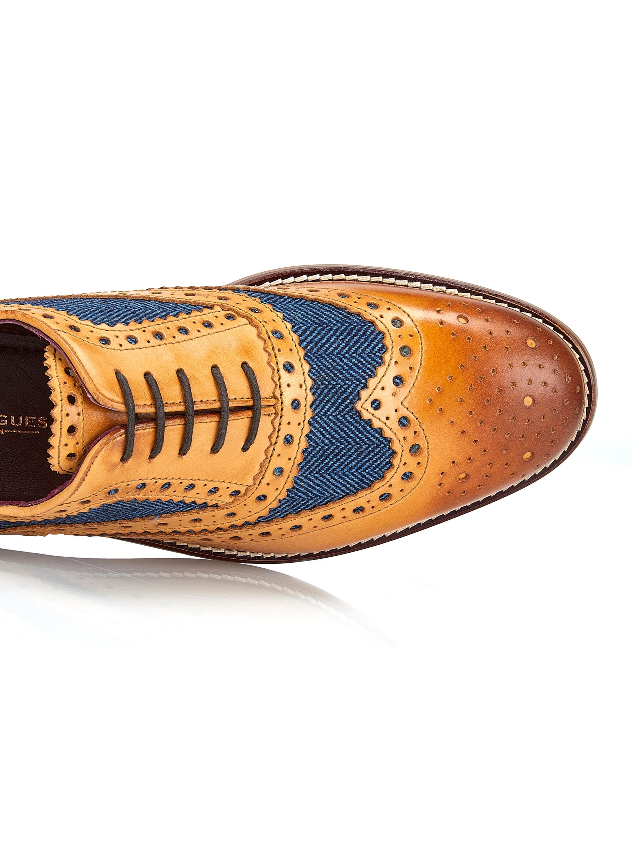 TAN BLUE TWEED OXFORD BROGUES