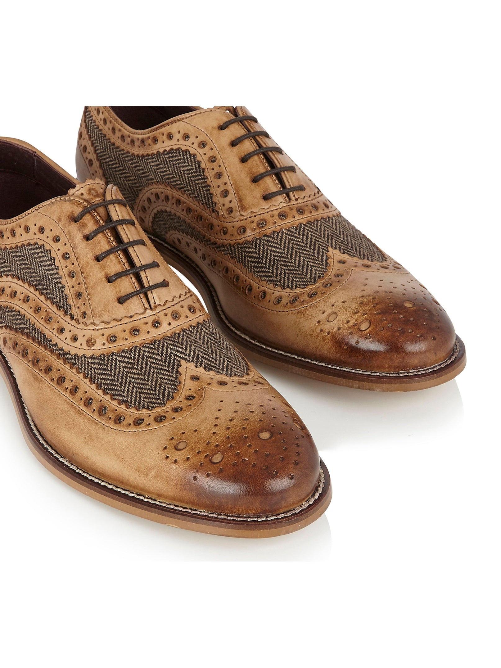 TAN BROWN TWEED OXFORD BROGUES