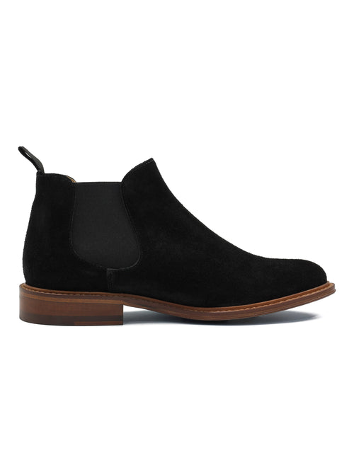 BLACK ITALIAN SUEDE LEATHER CHELSEA BOOTS