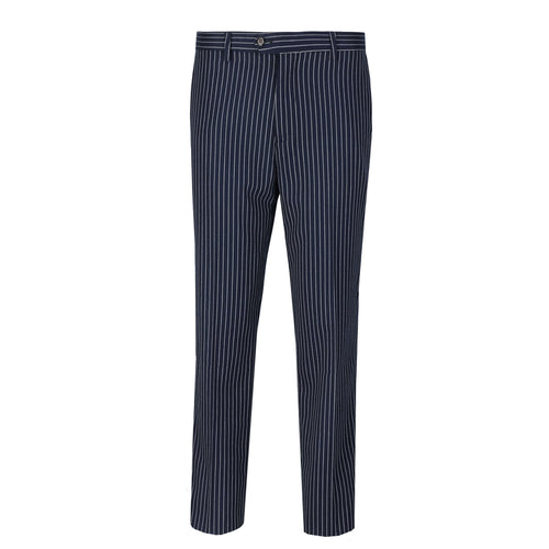 WHITE PINSTRIPE ON NAVY BLUE TROUSER