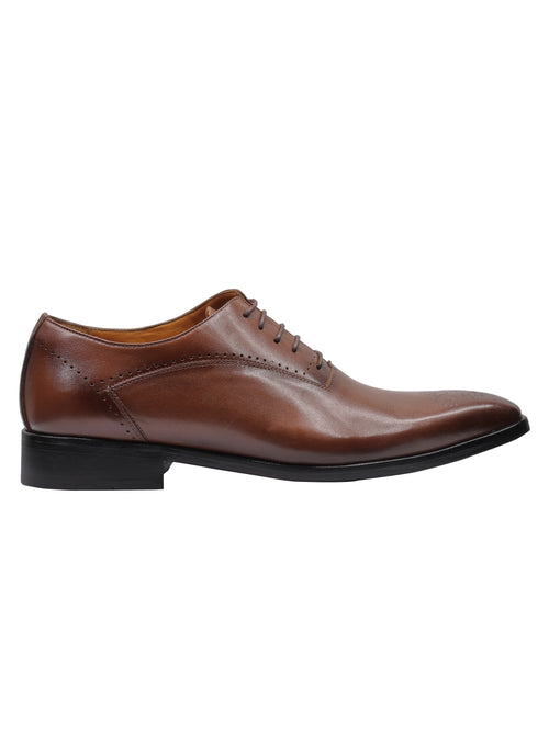 MARRON - SEMI BROGUES CLASSIQUES EN CUIR DE VEAU