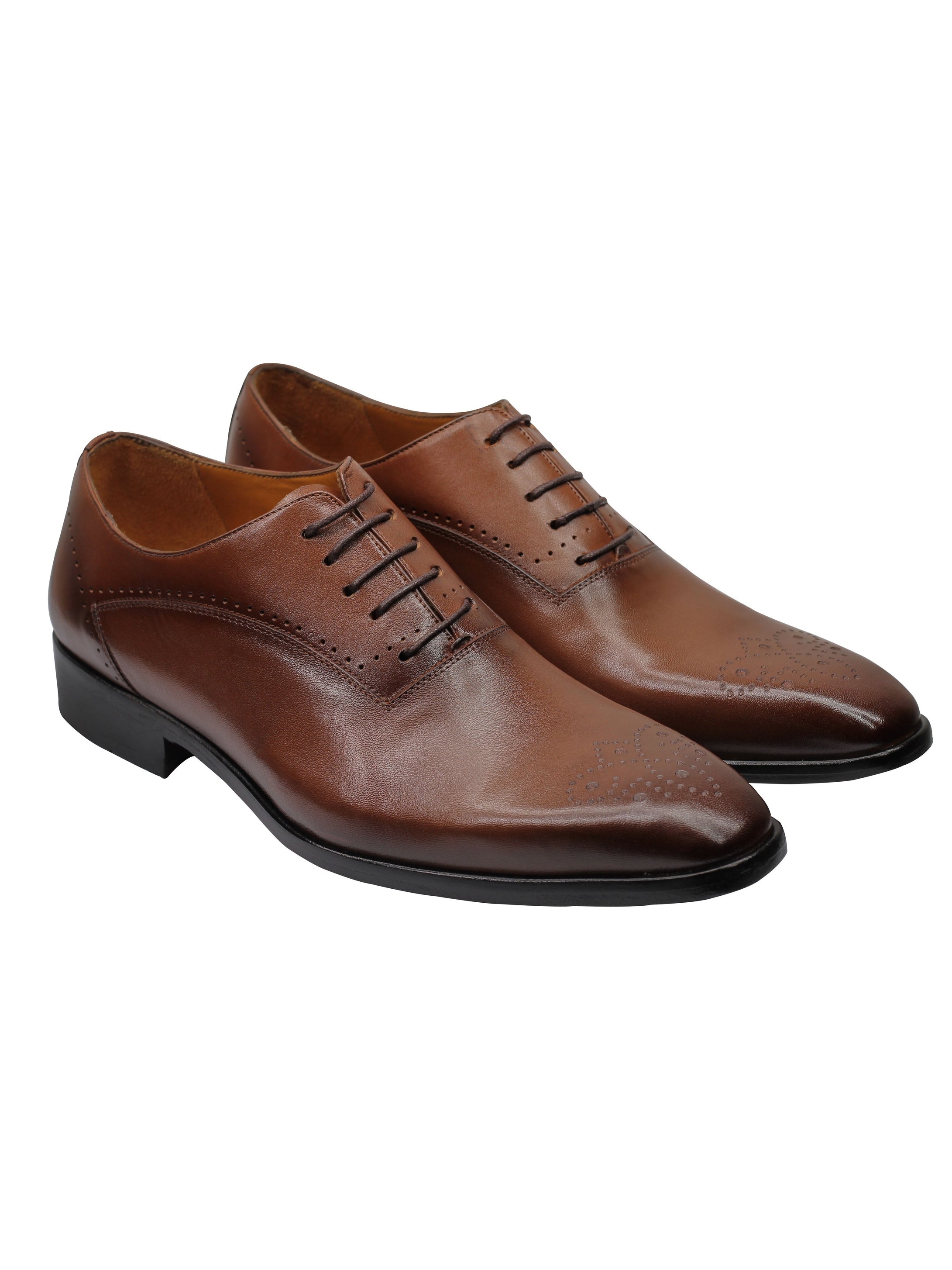 MARRON - SEMI BROGUES CLASSIQUES EN CUIR DE VEAU