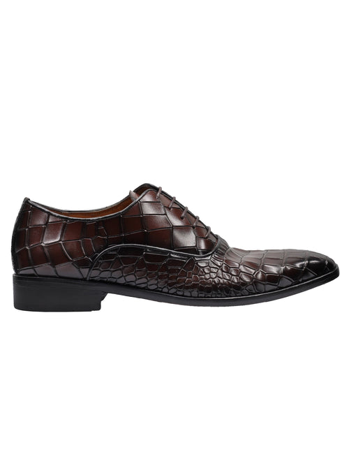 OXFORD EN CUIR IMPRIMÉ CROCO MARRON