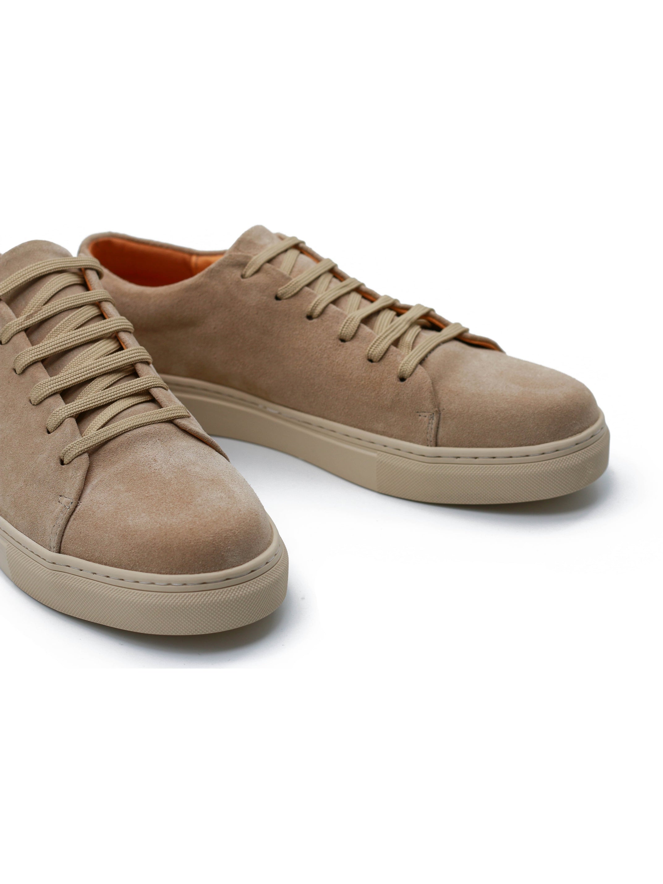 SUEDE LEATHER LACE UP SNEAKERS IN BEIGE