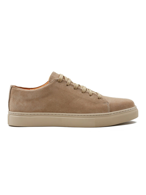 SUEDE LEATHER LACE UP SNEAKERS IN BEIGE