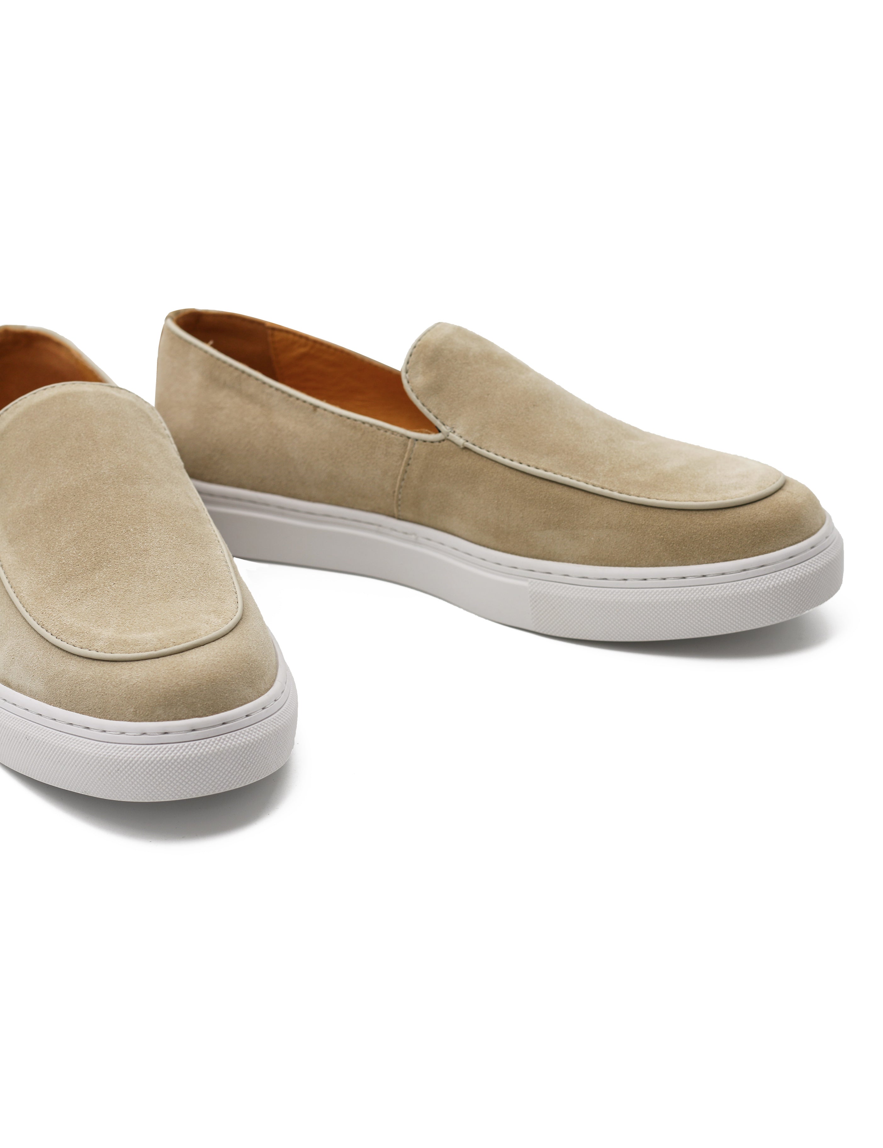 Beige Suede Leather Loafers