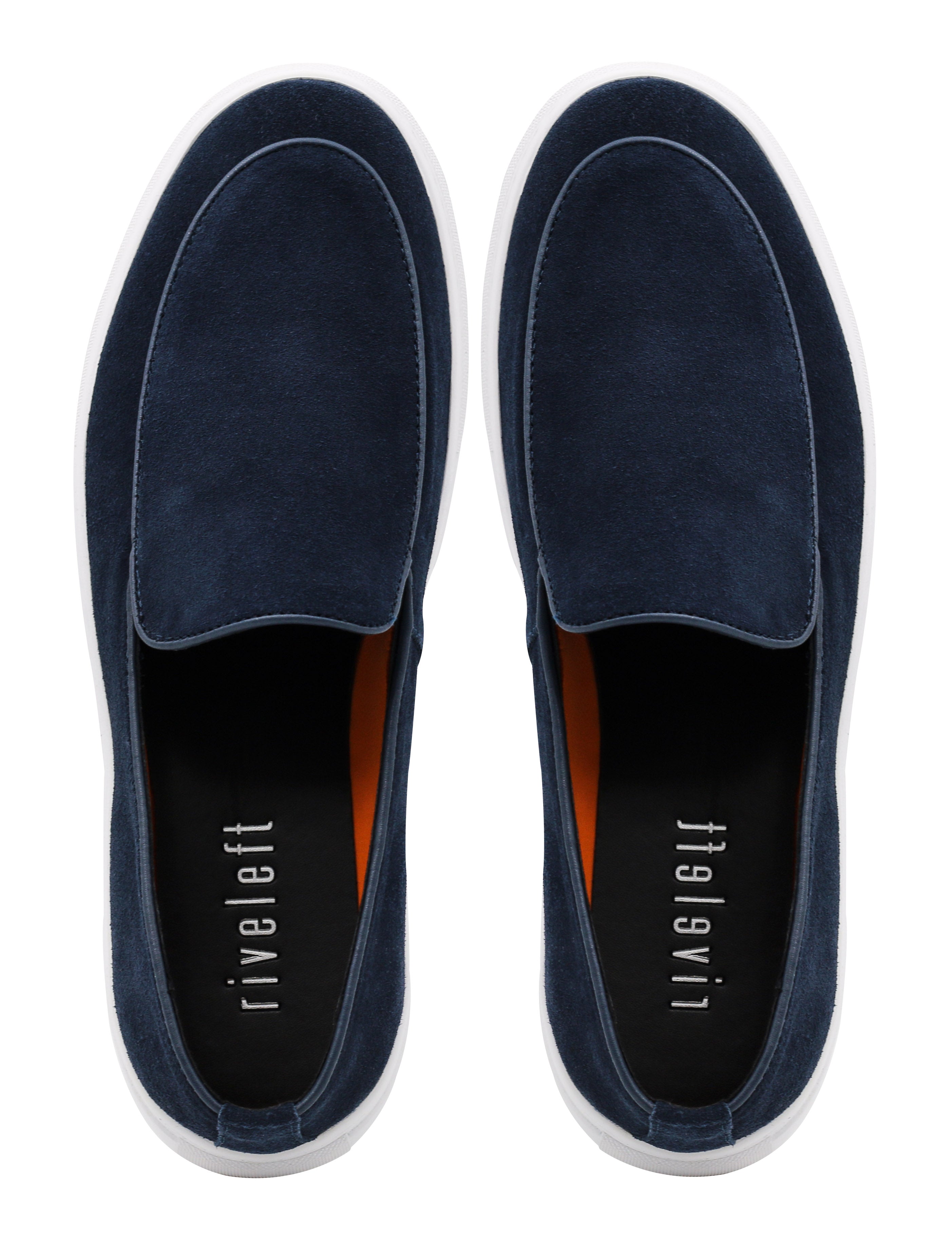 Navy Suede Leather Loafers