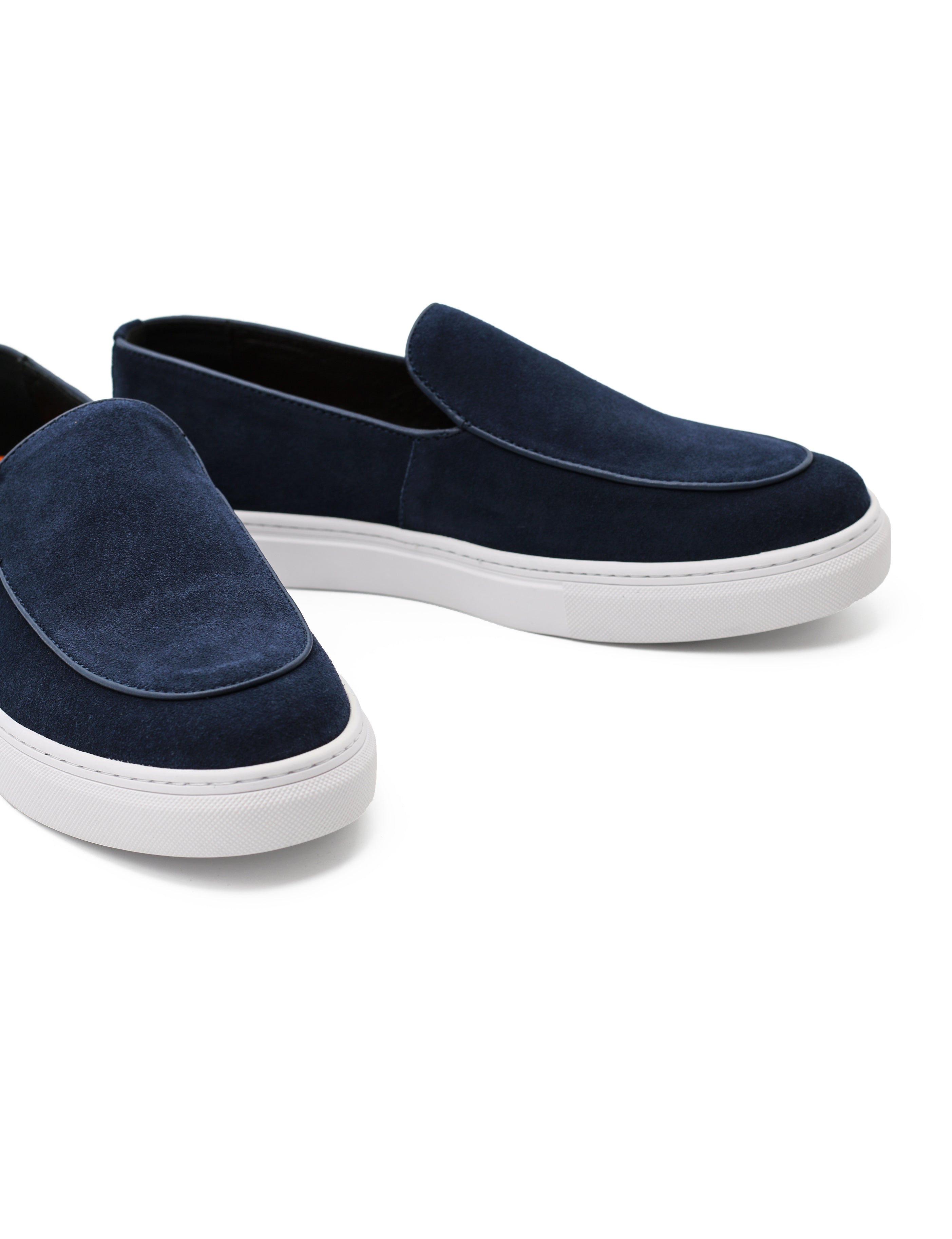 Navy Suede Leather Loafers