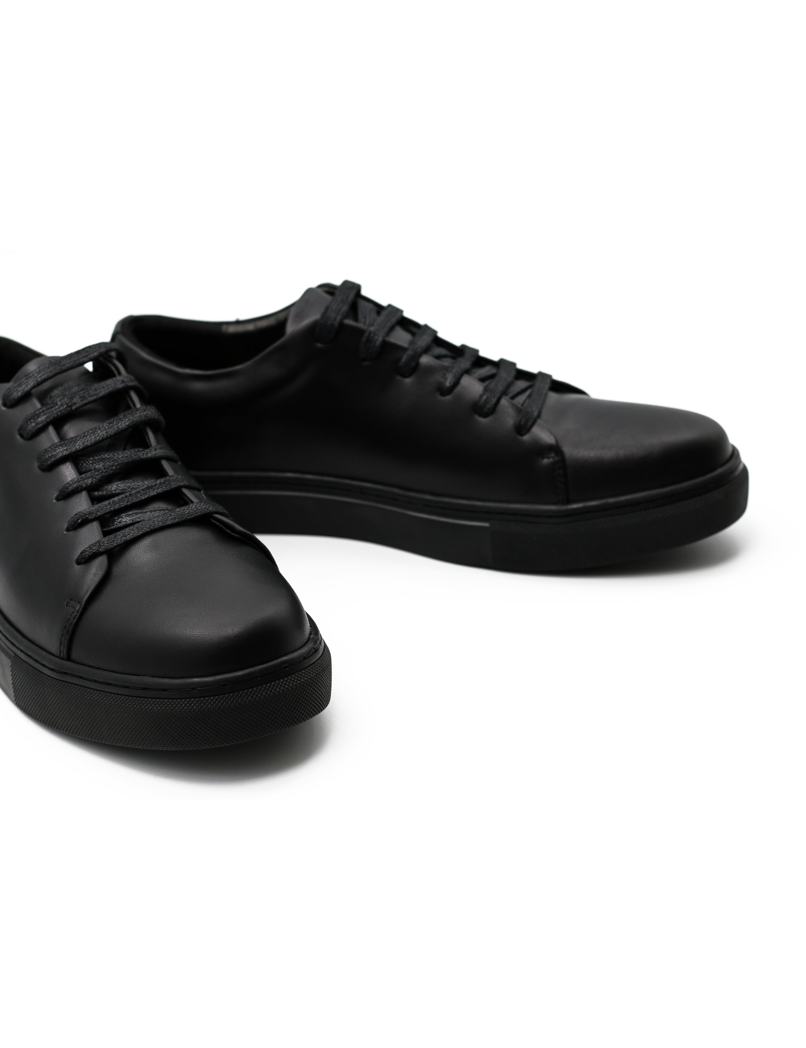 Full Black Real Leather Trainers