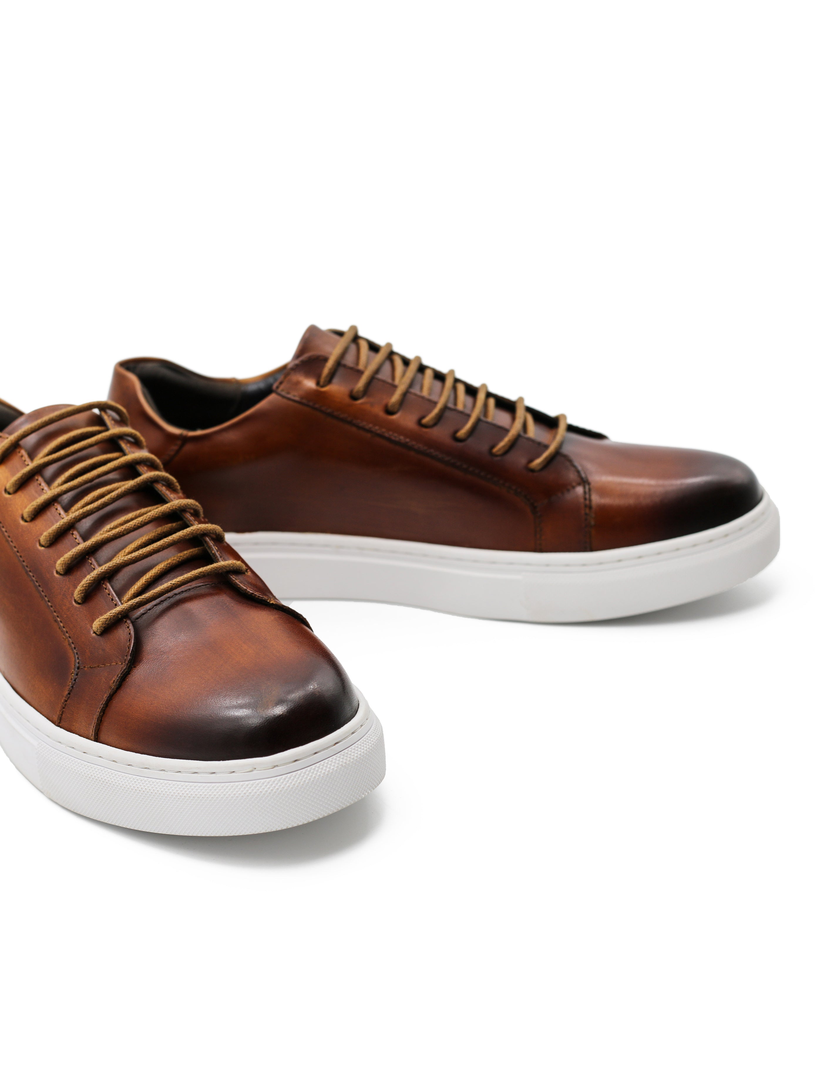 Dark Tan Leather Trainers