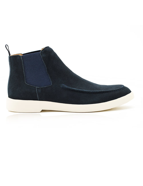 Dark Navy Suede Chelsea Boots Low Top