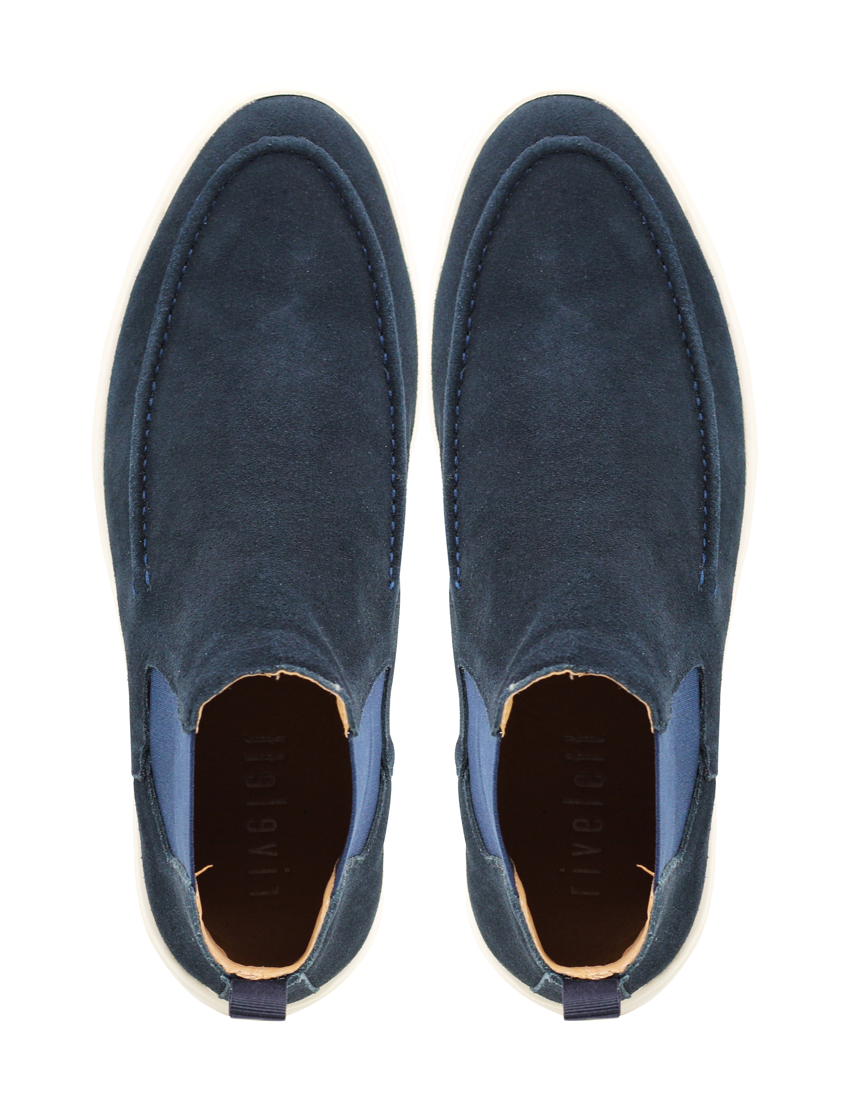 Dark Navy Suede Chelsea Boots Low Top