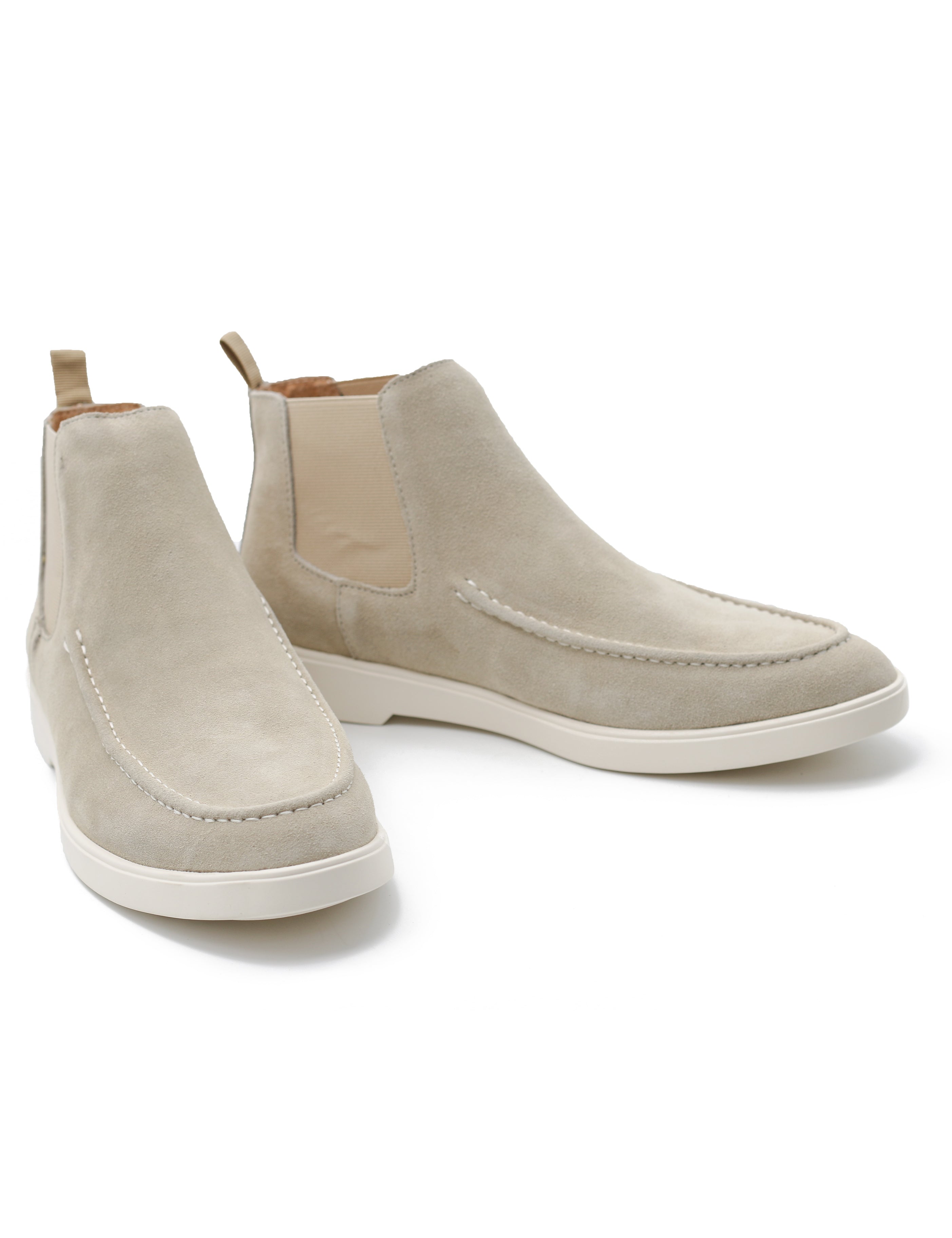 Beige Suede Chelsea Boots Low Top