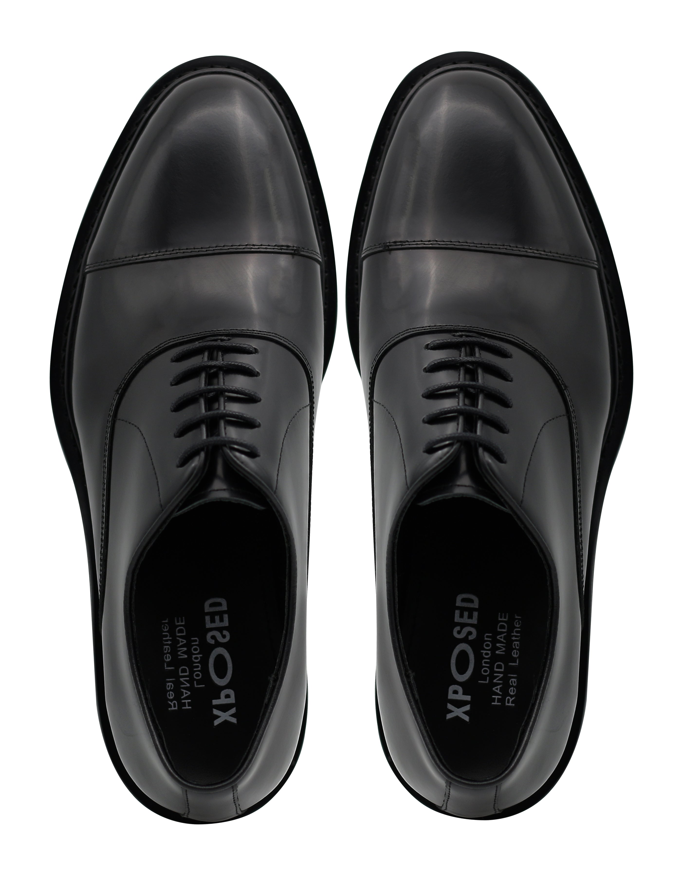 BLACK POLISHED LEATHER OXFORD SHOES – LUG SOLE