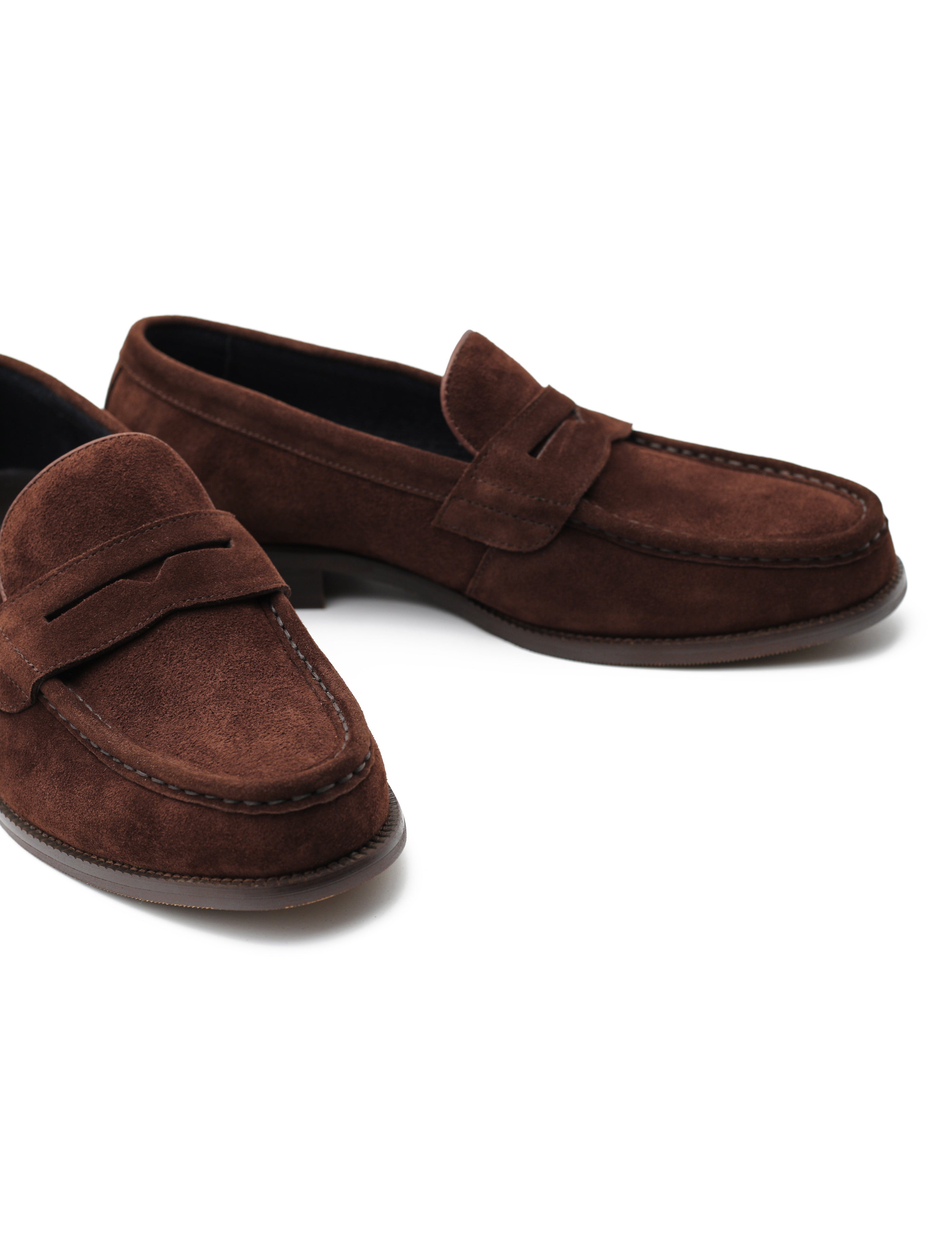 BROWN SUEDE LEATHER PENNY LOAFERS