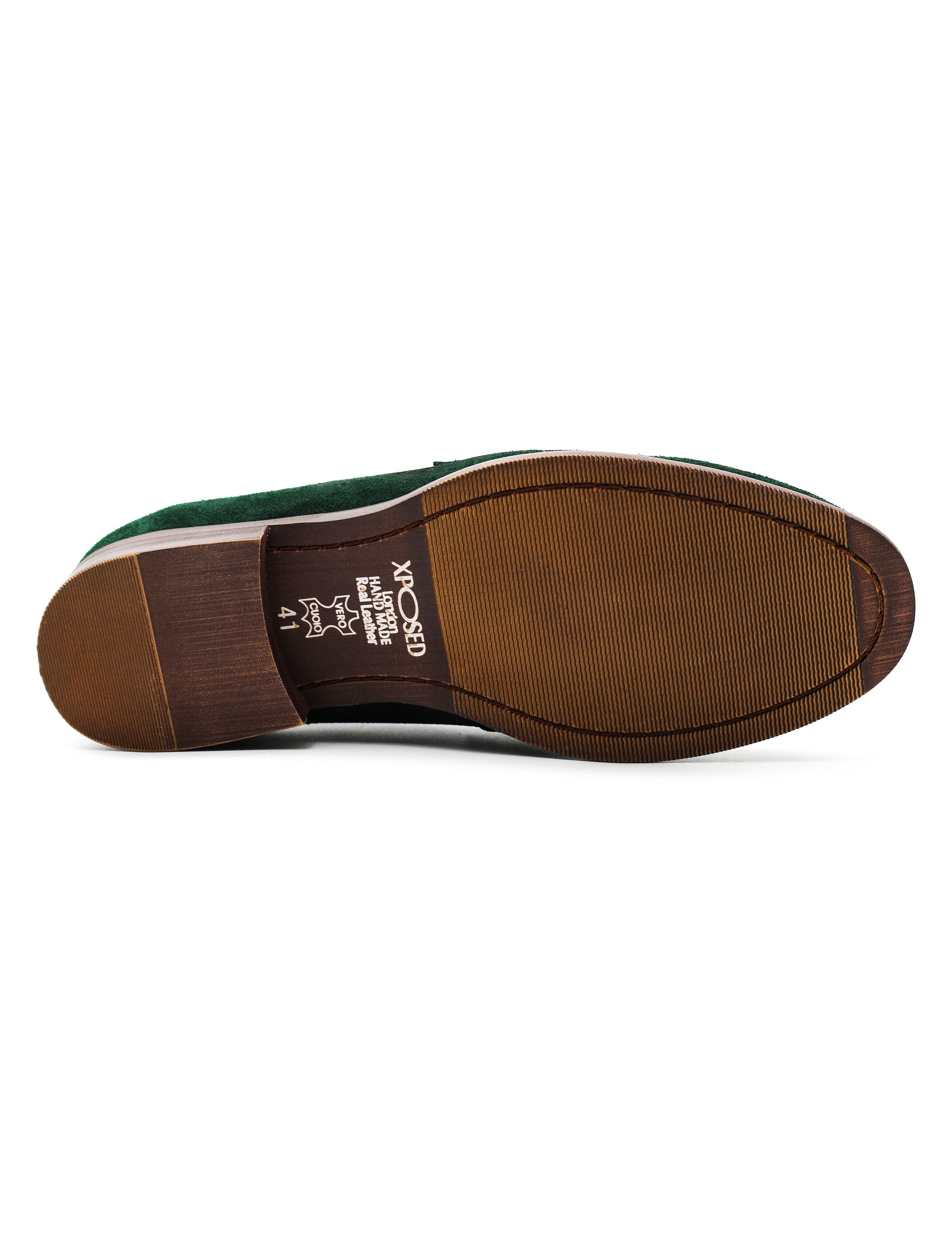 GREEN SUEDE LEATHER PENNY LOAFERS