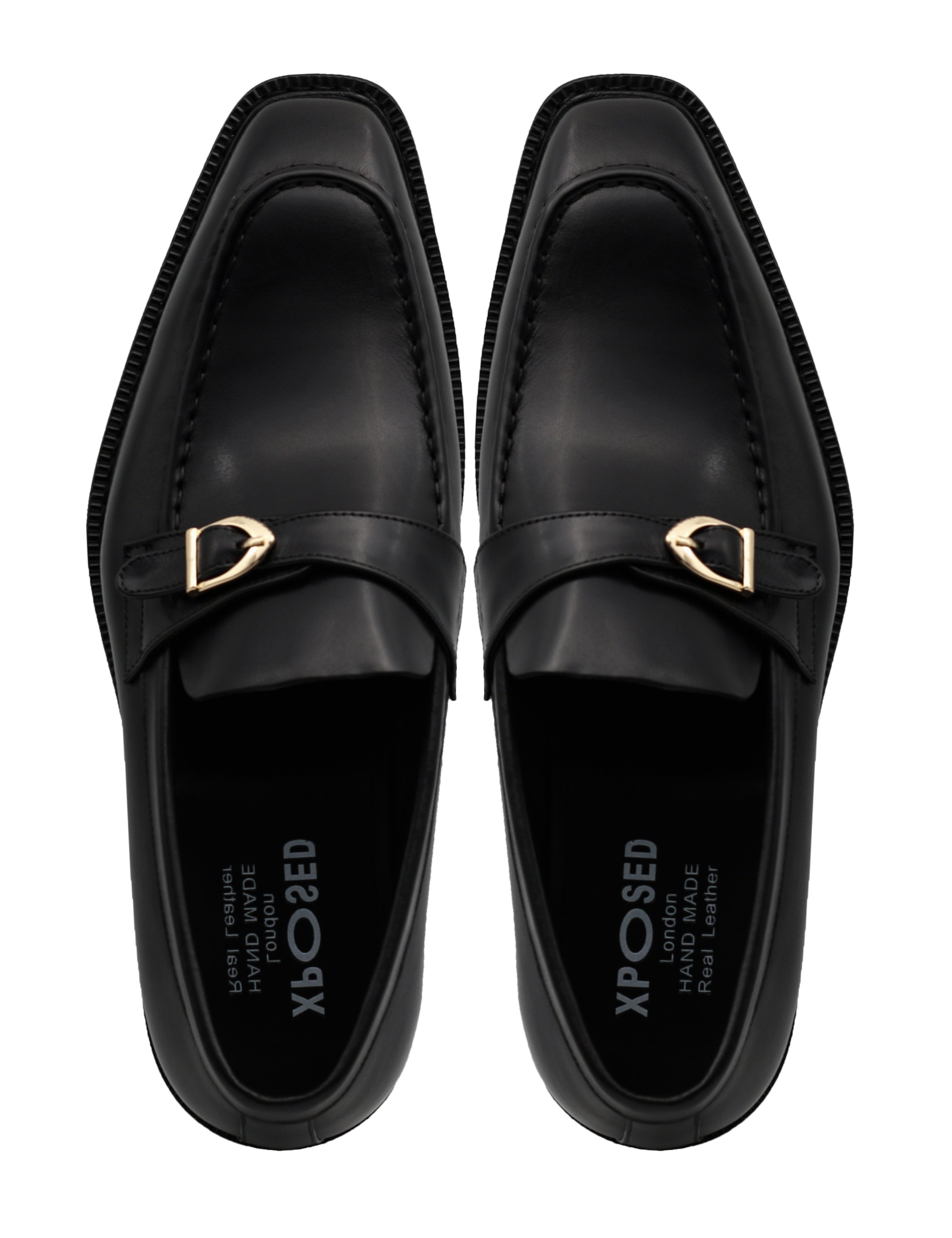 POLISHED BLACK LEATHER SINGLE MONK SHOES