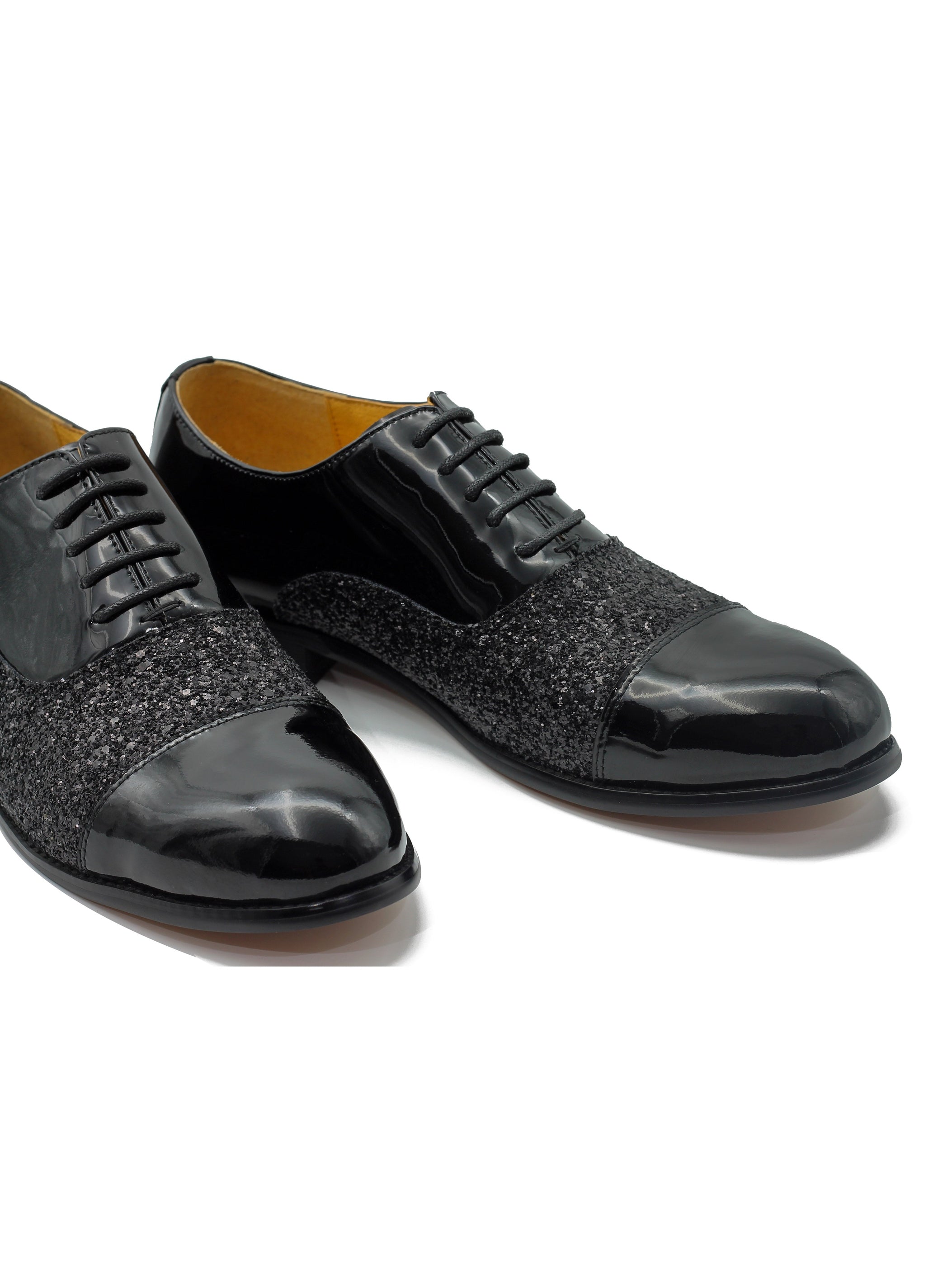 BLACK PATENT GLITTER DECOR OXFORDS