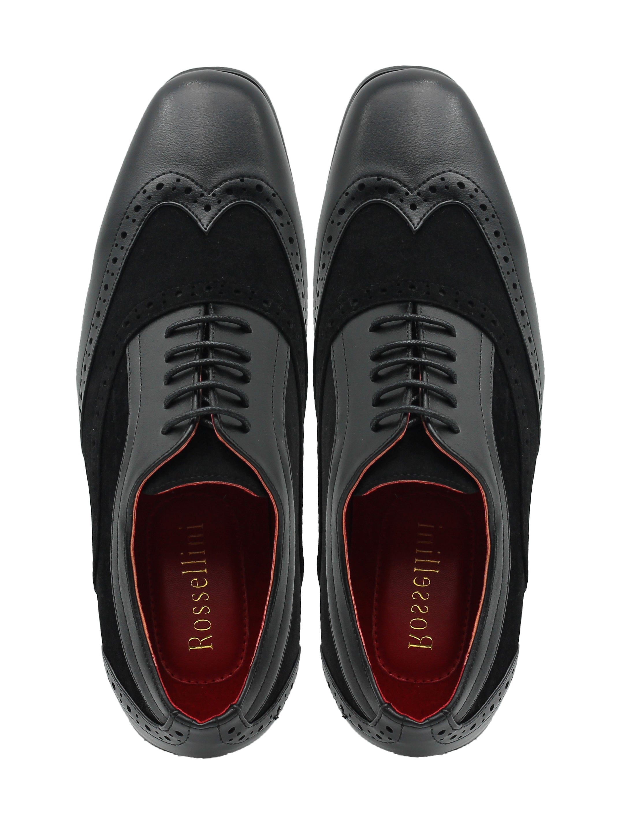 BLACK LEATHER & SUEDE LACE UP BROGUES