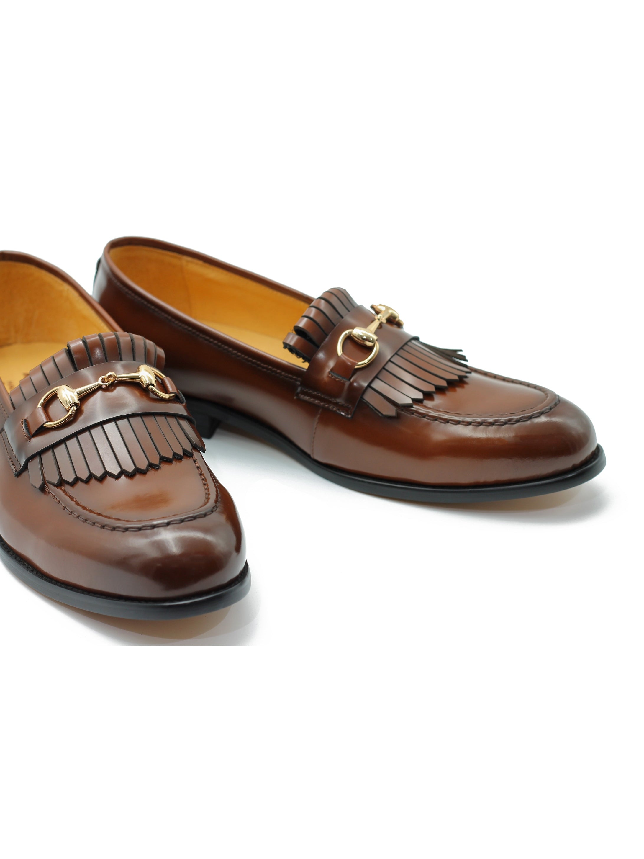 FRINGE KILTIE LOAFERS SNAFFLE BIT IN BROWN