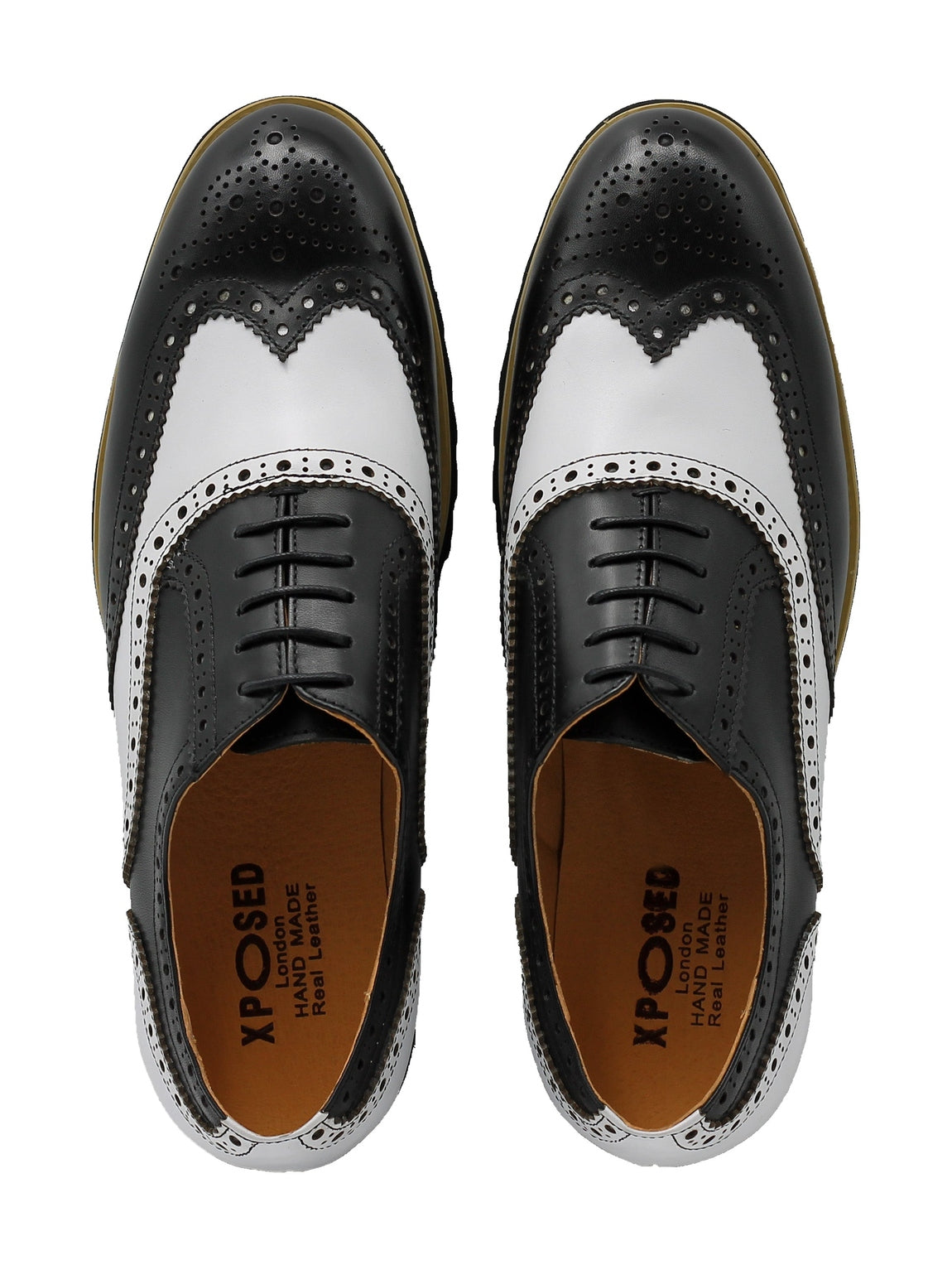 RETRO LEATHER BROGUES IN BLACK & WHITE