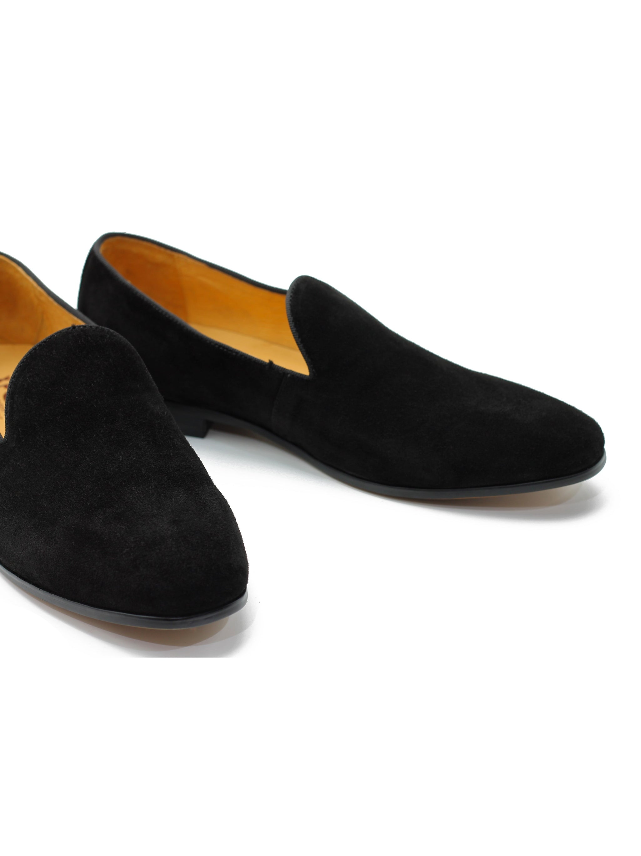 BLACK VELVET PLAIN TUXEDO SLIPPERS