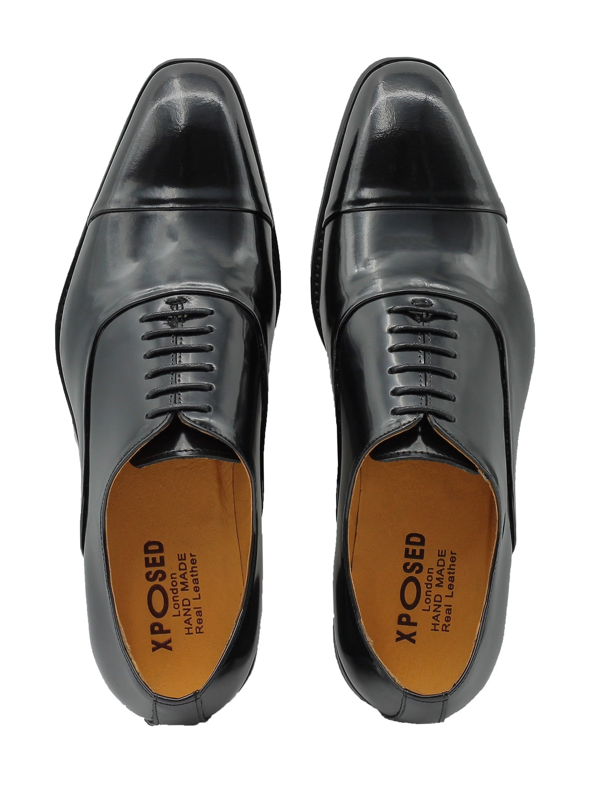 TOE CAP OXFORDS IN BLACK PATENT LEATHER