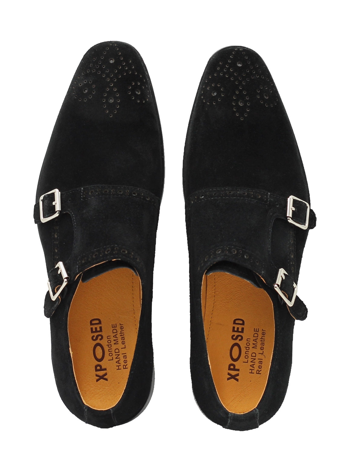 BLACK SUEDE DOUBLE MONK SHOES