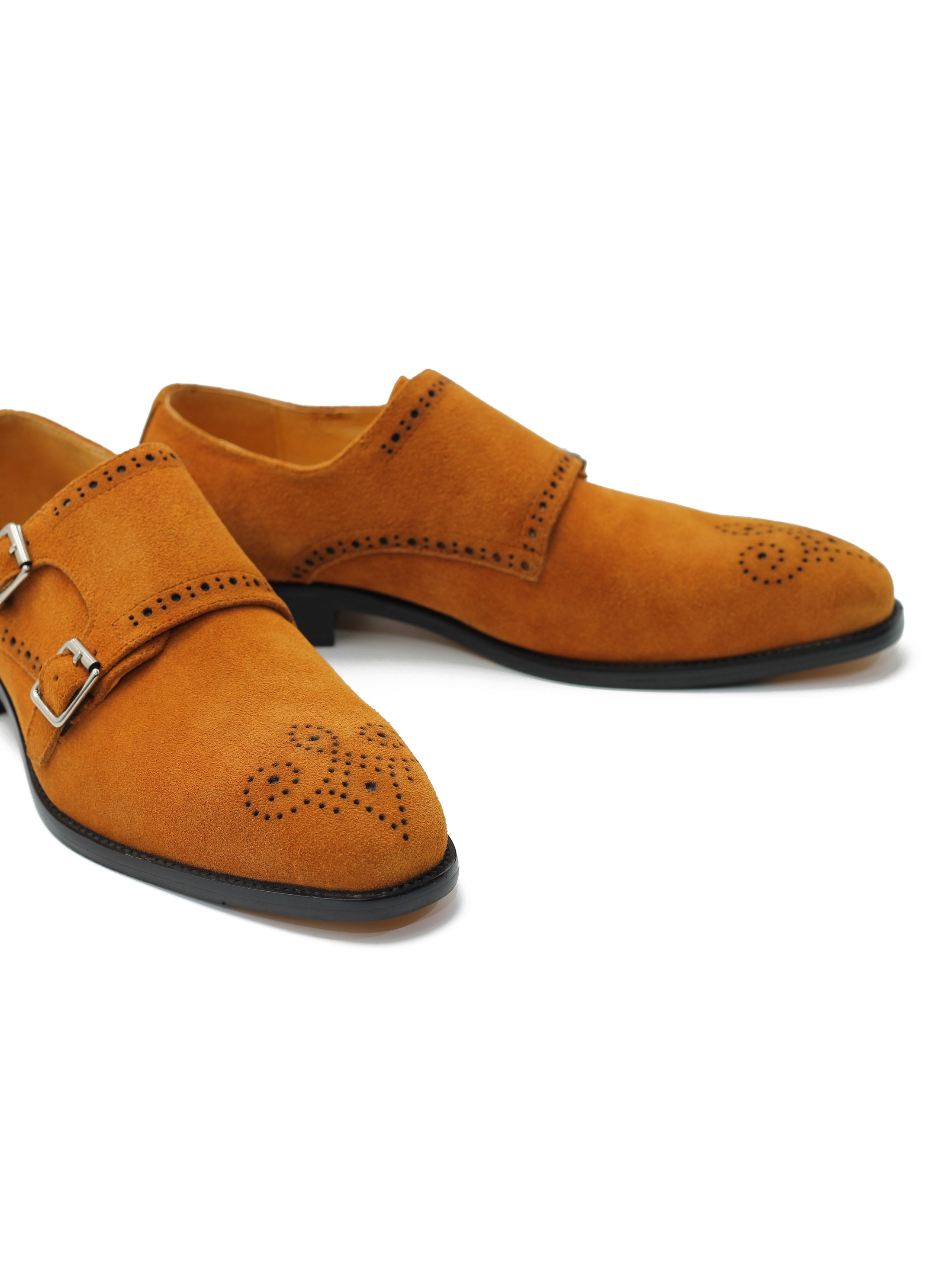 TAN SUEDE DOUBLE MONK SHOES