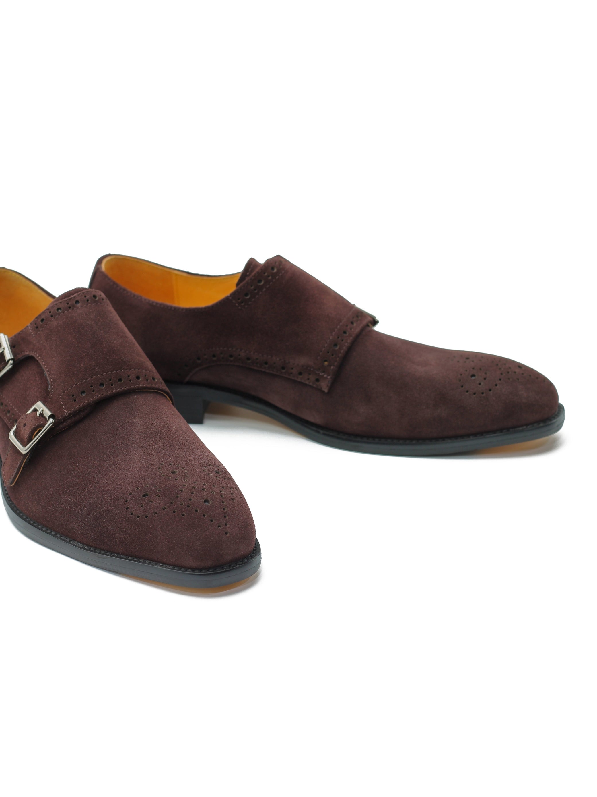 BROWN SUEDE DOUBLE MONK SHOES