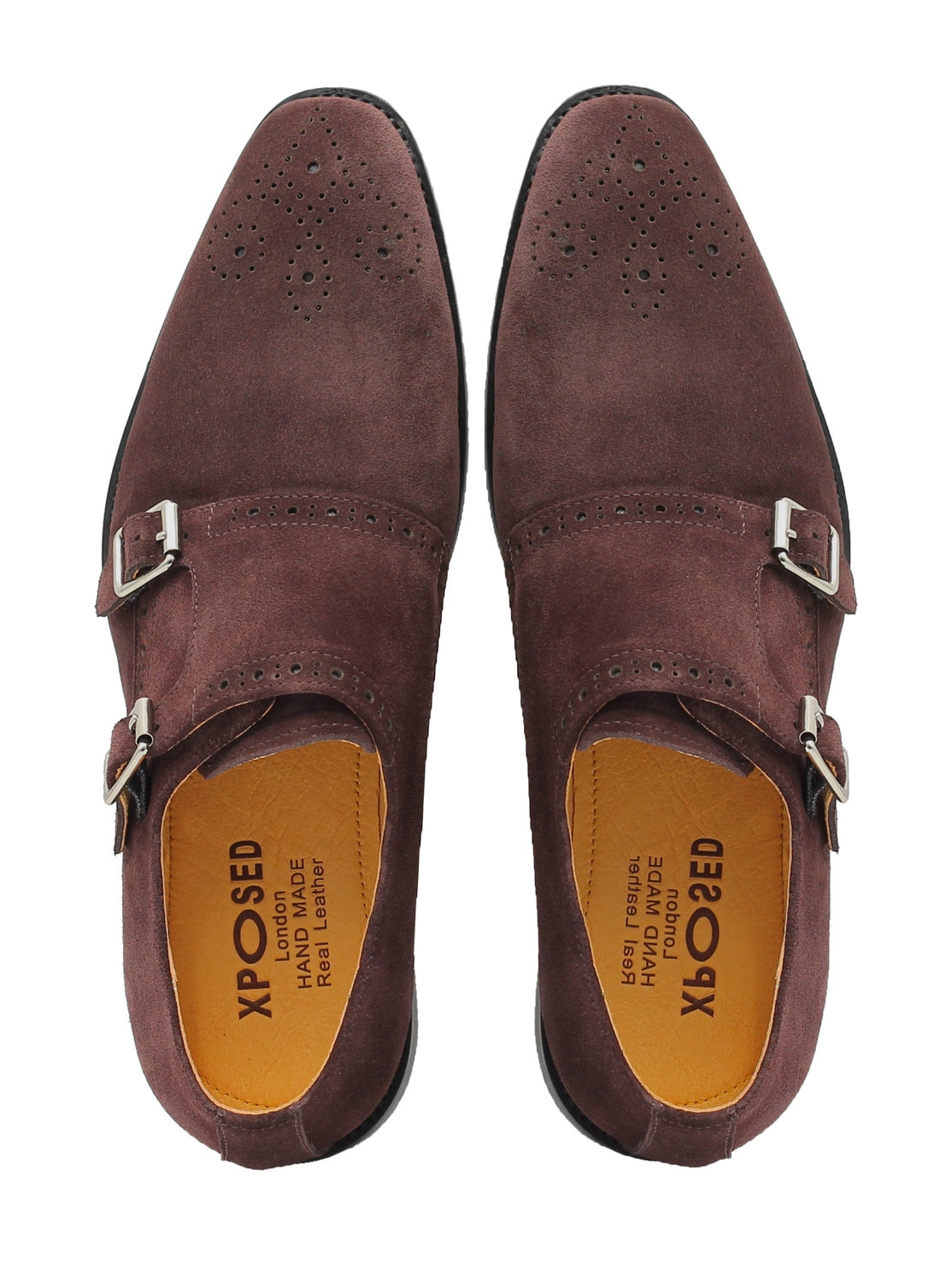 BROWN SUEDE DOUBLE MONK SHOES