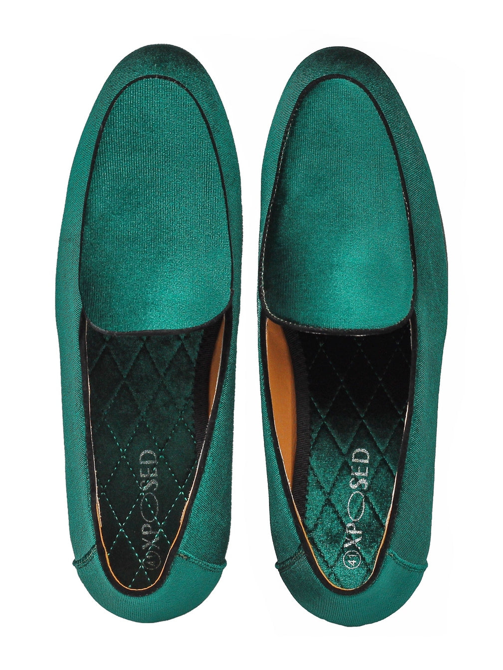 GREEN VELVET TUXEDO SLIPPERS