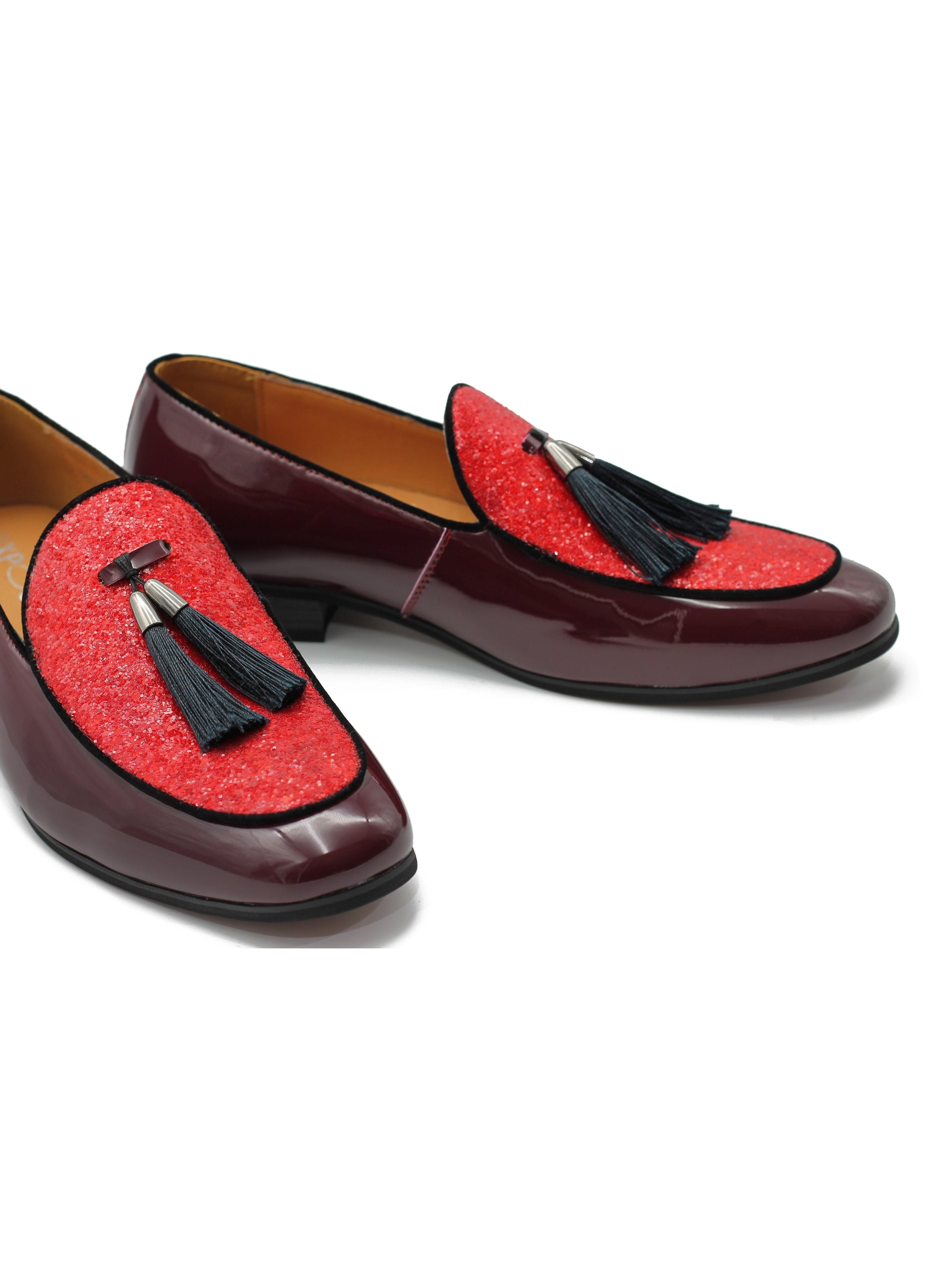 GLITTER - MAROON SHINY TASSEL LOAFERS