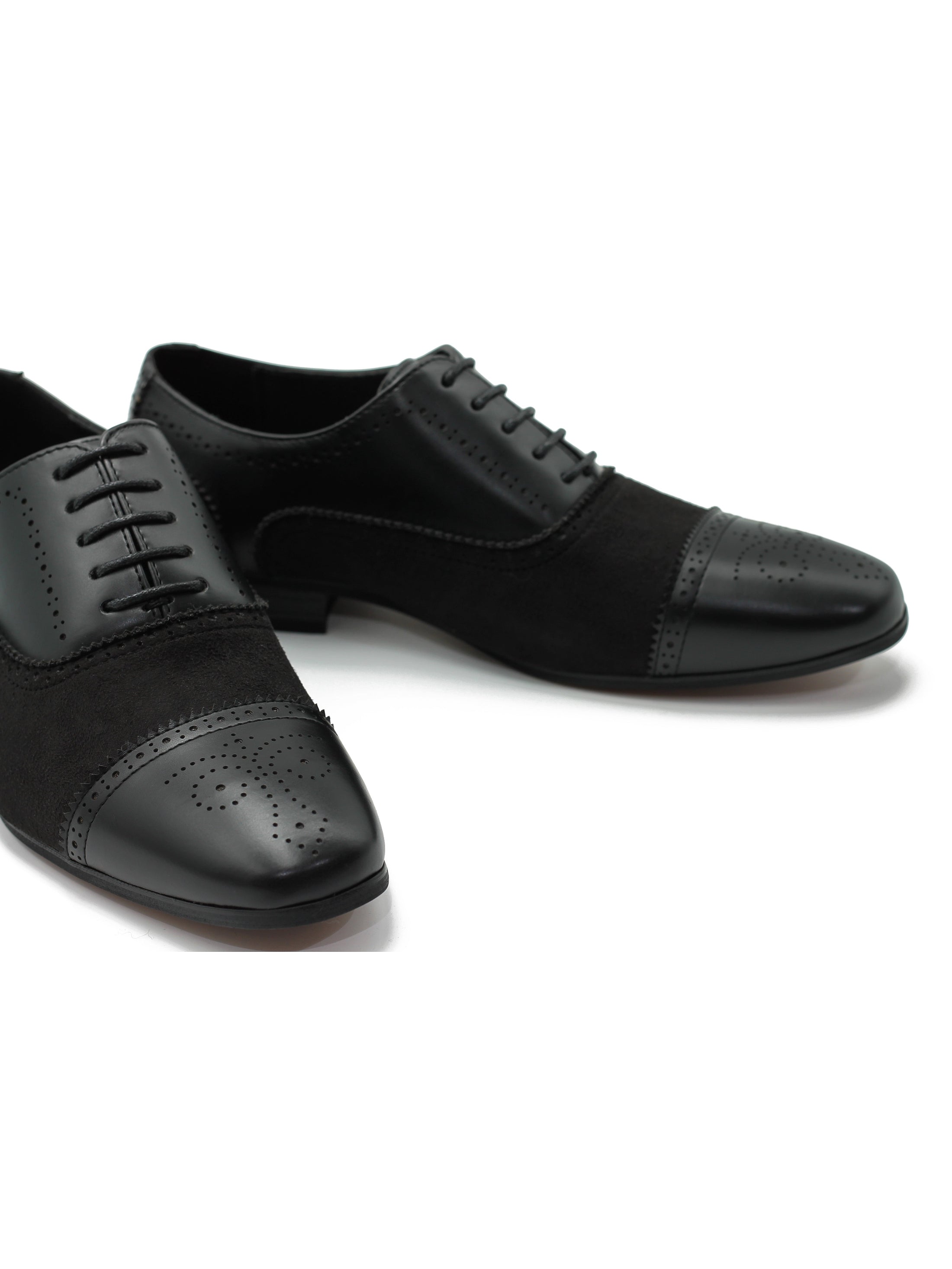 BROGUE - BLACK SUEDE & LEATHER OXFORD LACE UP