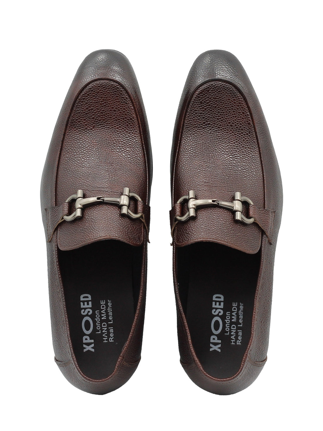 BROWN LEATHER SNAFLE BIT BUCKLE LOAFERS