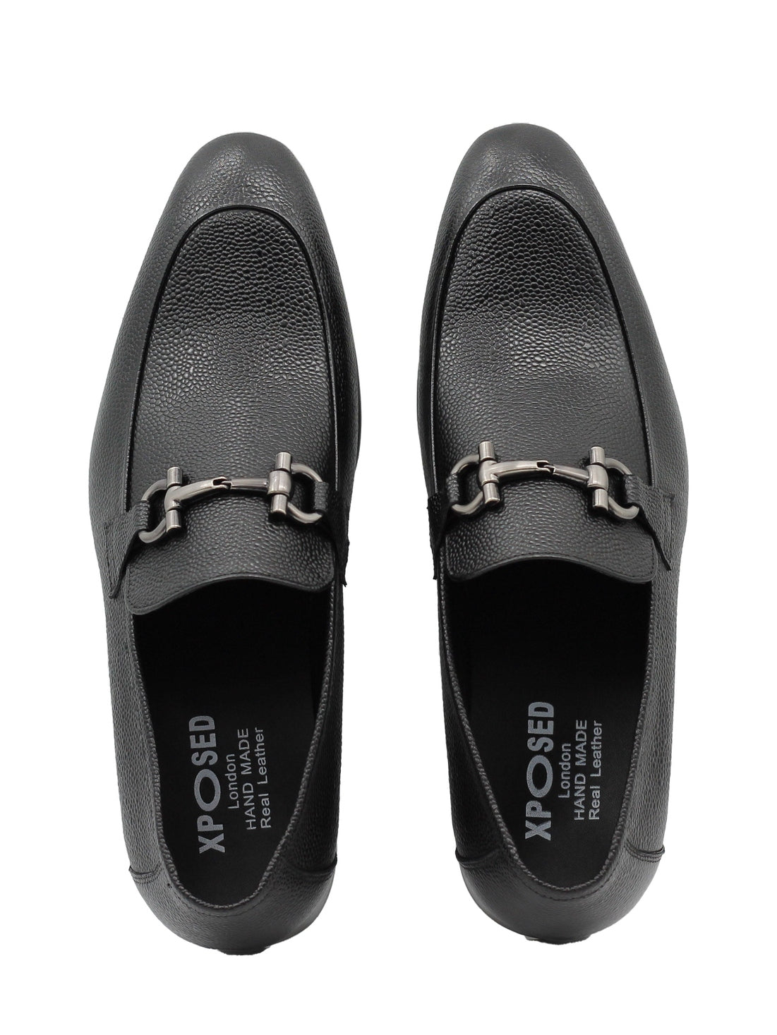 BLACK LEATHER SNAFLE BIT BUCKLE LOAFERS