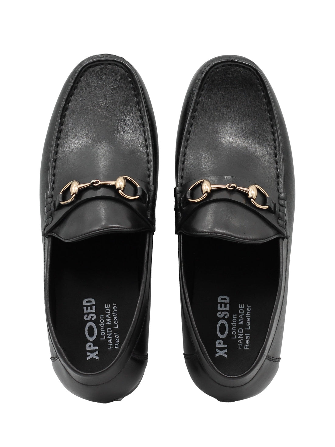 BLACK LEATHER SNAFFLE BIT LOAFERS