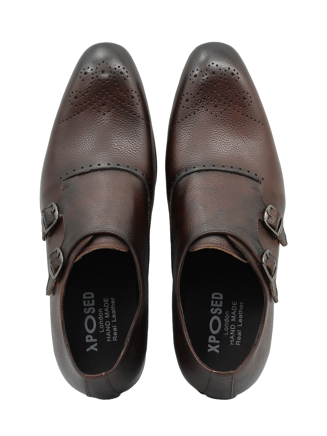 BROWN GRAIN DOUBLE MONK SHOES