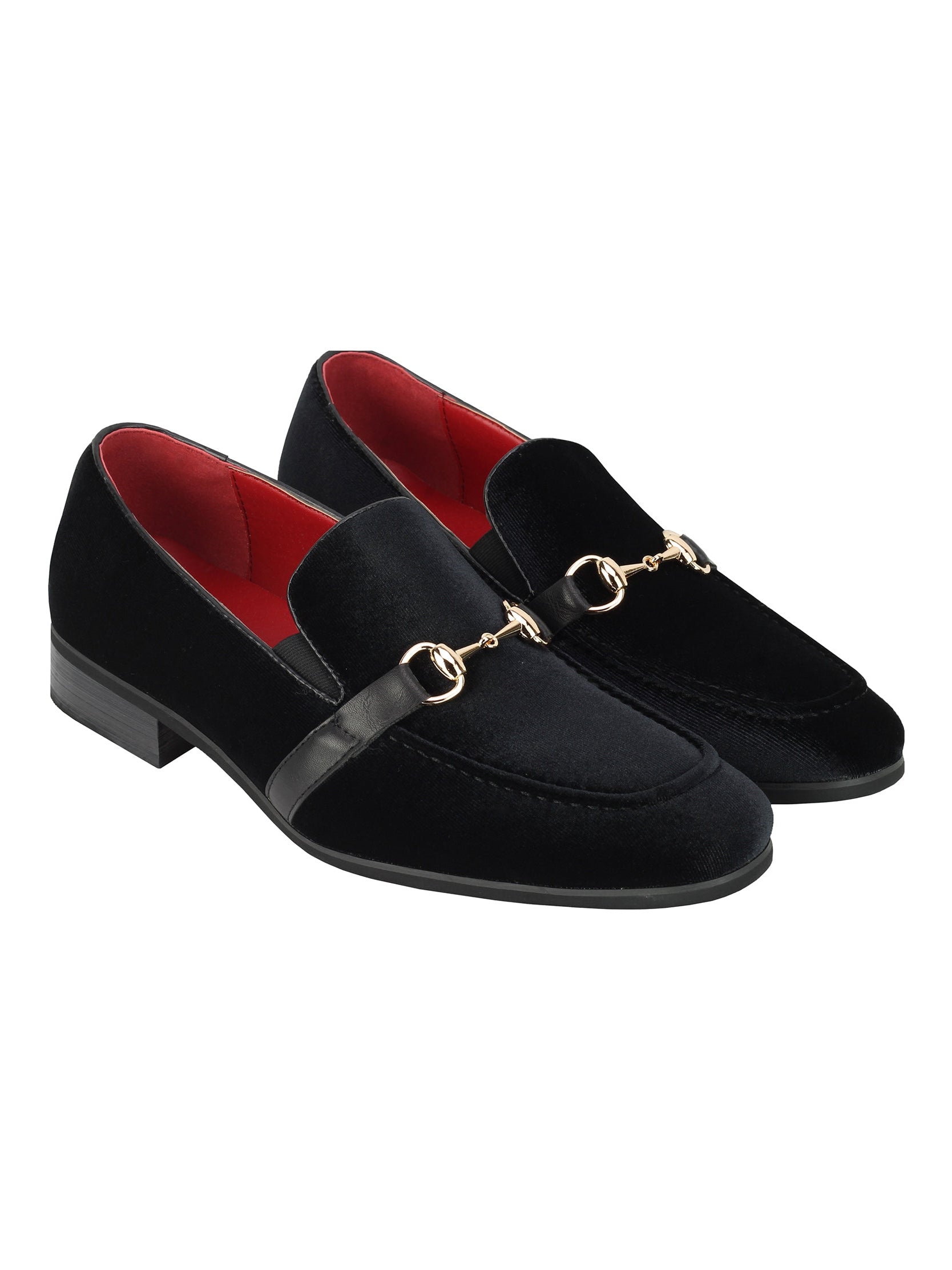 FAUX  LEATHER VELVET LOAFERS WITH BUCKLE