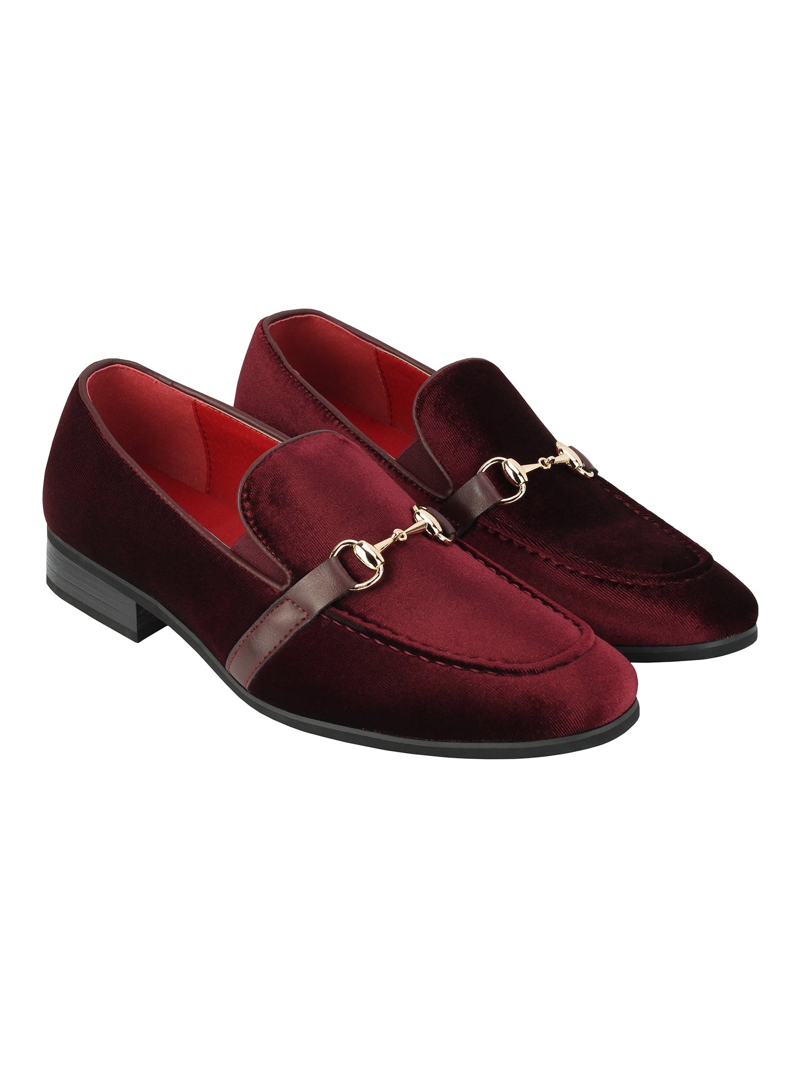 FAUX  LEATHER VELVET LOAFERS WITH BUCKLE