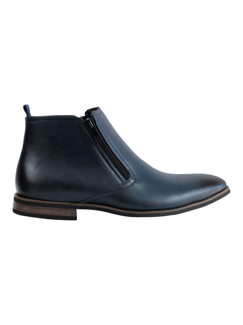 CHELSEA BOOTS EN SIMILI CUIR À LA CHEVILLE BASSE MARINE