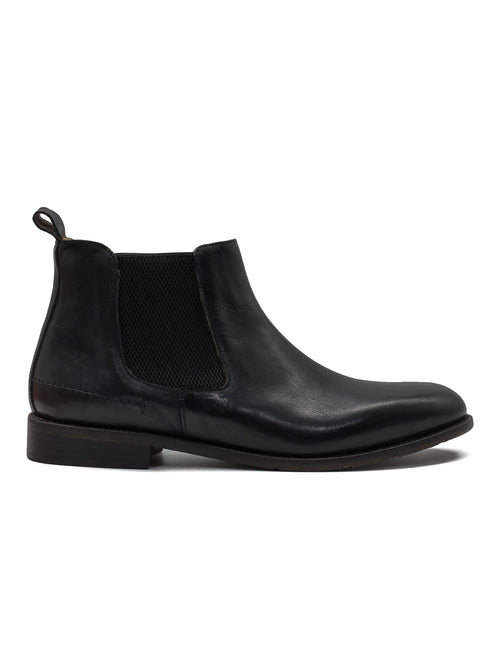 POLISHED BLACK ITALIAN LEATHER CHELSEA BOOTS