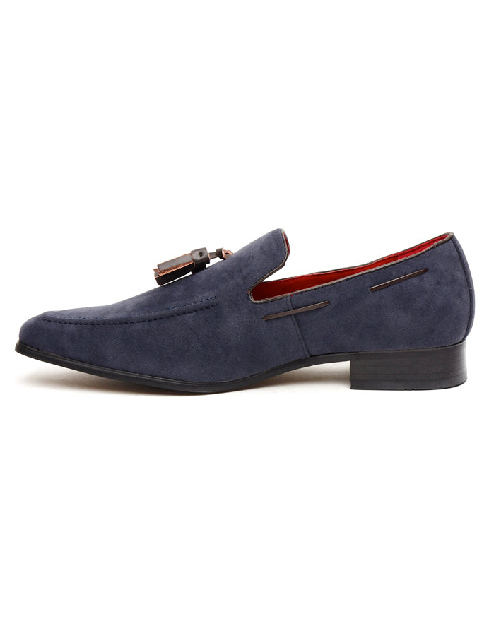 NAVY SUEDE TASSEL LOAFERS