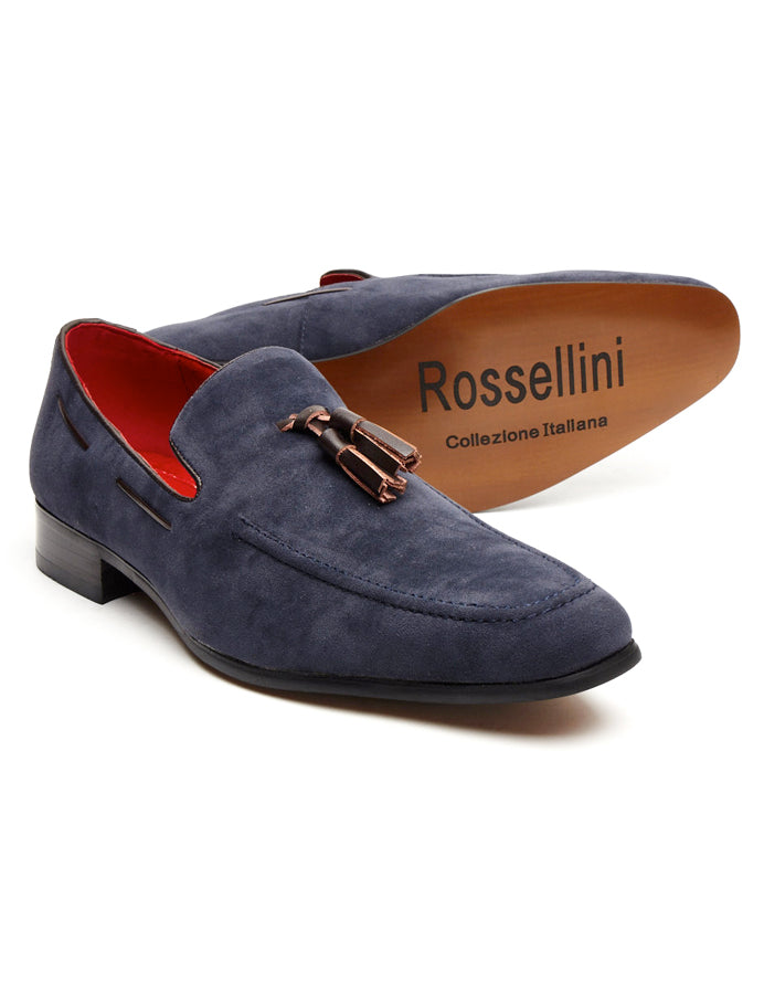 NAVY SUEDE TASSEL LOAFERS