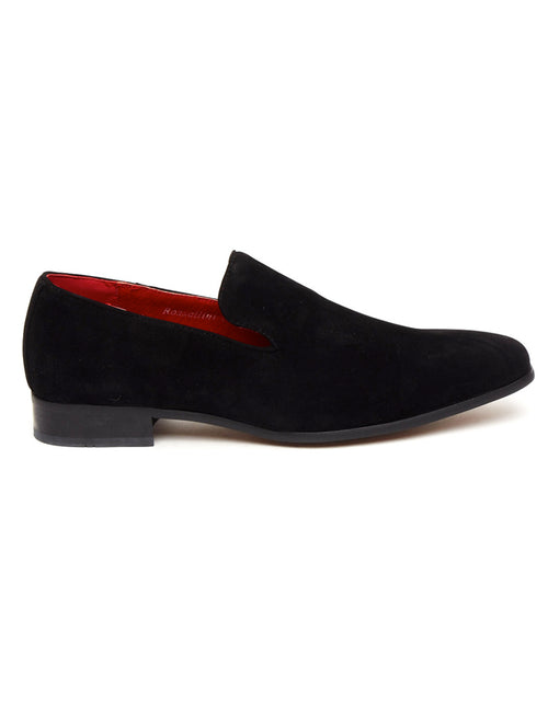 BLACK SUEDE FAUX LEATHER LOAFERS