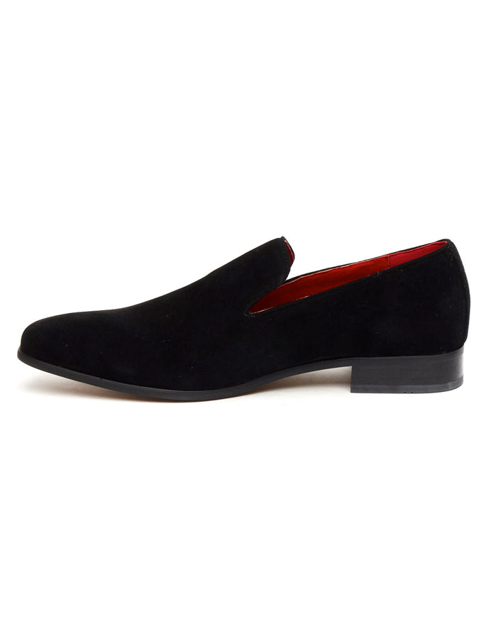 BLACK SUEDE FAUX LEATHER LOAFERS