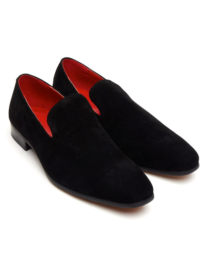 BLACK SUEDE FAUX LEATHER LOAFERS